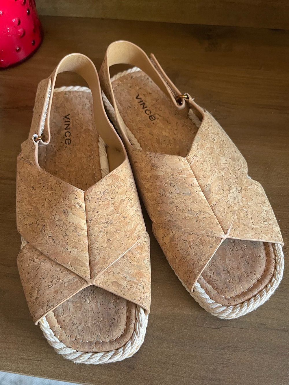 Vince Cork Slingback Espadrille Sandals Womens 7 EU 37 Natural Rope Flat